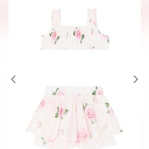 MonnaLisa Pink and White Matching Skirt Set